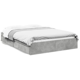 Berkfield Bed Frame With Drawers Without Mattress Concrete Grey 150X200 Cm King Size - thumbnail 2