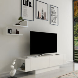 "Decorotika Matera Tv Stand For Tvs Up To 60"" With 2 Wall Shelves" - thumbnail 2