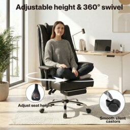 Levede Office Chair Big Tall High Back Heavy Duty Pu Recliner Executive Chair - thumbnail 7