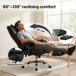 Levede Office Chair Big Tall High Back Heavy Duty Pu Recliner Executive Chair - thumbnail 5