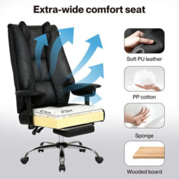 Levede Office Chair Big Tall High Back Heavy Duty Pu Recliner Executive Chair - thumbnail 6