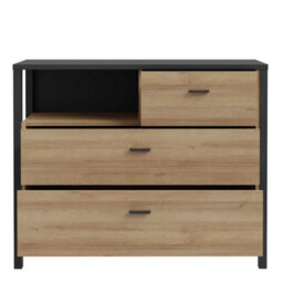 Wyld Haus Egtved 3-Drawer Chest In Black And Natural Oak Effect (Compact) - thumbnail 6