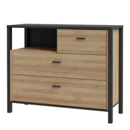 Wyld Haus Egtved 3-Drawer Chest In Black And Natural Oak Effect (Compact) - thumbnail 4