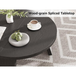 Black Modern 85Cm Round Dining Table Kitchen Wood Top & Slope Legs - thumbnail 5