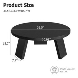 Black Modern 85Cm Round Dining Table Kitchen Wood Top & Slope Legs - thumbnail 2