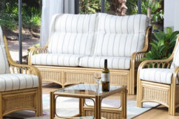 Desser Vale Light Oak 3 Seater Sofa & 2 Armchairs Indoor Real Cane Rattan Conservatory Suite With Uk Sewn Cushions In Linen Taupe - thumbnail 5