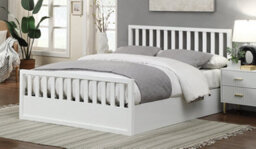 Save On Goods UK 5Ft King Size White Finish Wood Wooden Ottoman Gas Lift Up Storage Bed Frame Bedstead - thumbnail 2