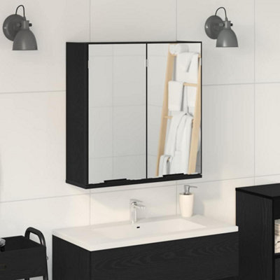 Walplus Bathroom Mirror Cabinet With Shelf Black Oak 64 X 20 X 67 Cm - image 1