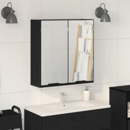Walplus Bathroom Mirror Cabinet With Shelf Black Oak 64 X 20 X 67 Cm - thumbnail 1