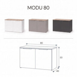 Shefa Line Modu 80 Sideboard With 2 Doors, White/sonoma Oak - thumbnail 4