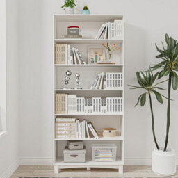 Urbn-Living Urbnliving 180Cm Height White 6 Tier Wide Wooden Bookcase Shelf Storage Display Shelving Unit