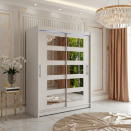 Galeria Sliding Door Wardrobe With Mirror And Led Lighting Cashmere - thumbnail 1