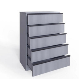 Matt Grey Ripple Design 5 Drawer Chest Of Drawers Bedroom Furniture - thumbnail 4