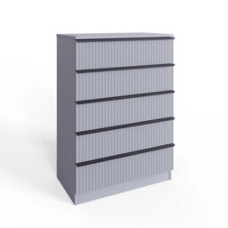 Matt Grey Ripple Design 5 Drawer Chest Of Drawers Bedroom Furniture - thumbnail 3