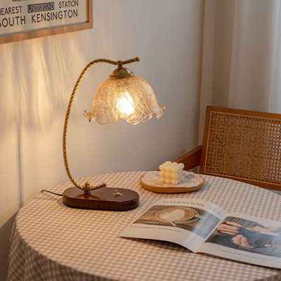 Living And Home 46Cm H E27 Bulb Base Flower-Shaped Glass Table Lamp Table Light With Button Switch - image 1
