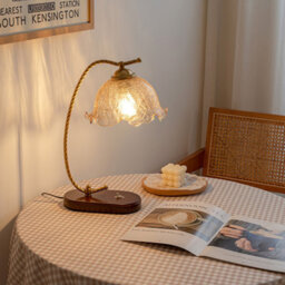 Living And Home Modern Flower Shaped Glass Table Lamp Table Light With Button Switch E27 Base