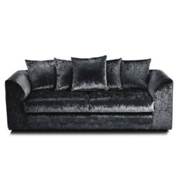 Furnishings For Less UK Crystal Crushed Velvet 3 Piece Sofa Set - 3 1 1 Black - Scatter Back - thumbnail 2