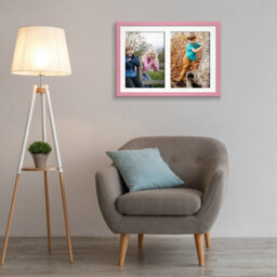 AK Frames 20X14 Pastel Pink Sleek Multi Photo Frame With White Mount - Holds 2 Apertures (2X) A4 Photos - thumbnail 3
