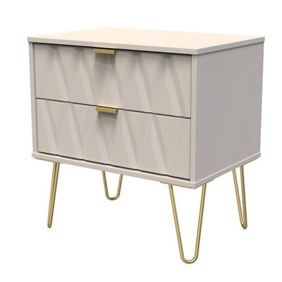 Pesaro Ready Assembled Matt Cashmere 2 Drawer Chest (H)570mm (W)575mm (D)395mm - image 1