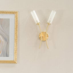 Valuelights Maya Pair - 2 Way Curved Brushed Gold Wall Light Fitting For Living Room Lounge Hallway - thumbnail 5