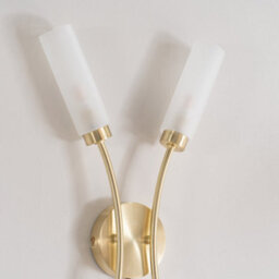 Valuelights Maya Pair - 2 Way Curved Brushed Gold Wall Light Fitting For Living Room Lounge Hallway - thumbnail 3