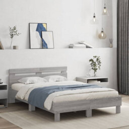 Berkfield Bed Frame With Led Without Mattress Grey Sonoma 120X200 Cm - thumbnail 1