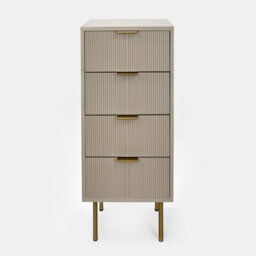 Ohs Ribbed Bedside Table Modern Bedroom 4 Draw Office Nightstand, Natural