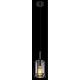 Luminosa Lighting Luminosa Kammi Wire Frame Pendant Ceiling Light Matt Black Smoke Glass Shade 1X E27 - thumbnail 4