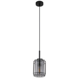 Luminosa Lighting Luminosa Kammi Wire Frame Pendant Ceiling Light Matt Black Smoke Glass Shade 1X E27 - thumbnail 2