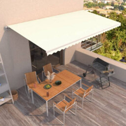 Berkfield Manual Retractable Awning 600X350 Cm Cream - thumbnail 1