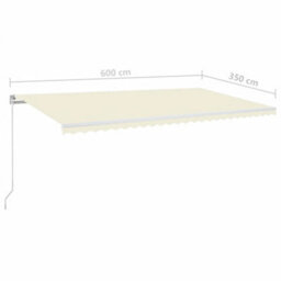 Berkfield Manual Retractable Awning 600X350 Cm Cream - thumbnail 6