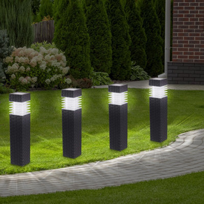 Groundlevel Set Of 4 Led Rattan Solar Lights - image 1