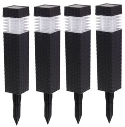 Groundlevel Set Of 4 Led Rattan Solar Lights - thumbnail 2