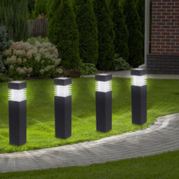 Groundlevel Set Of 4 Led Rattan Solar Lights - thumbnail 1