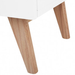 Beliani Nordic White Sideboard With Oak Legs, 2 Drawers And 2 Cabinets, Modern Scandinavian Storage - W160 X D42 X H70Cm - thumbnail 9