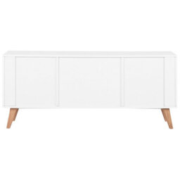 Beliani Nordic White Sideboard With Oak Legs, 2 Drawers And 2 Cabinets, Modern Scandinavian Storage - W160 X D42 X H70Cm - thumbnail 5