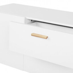 Beliani Nordic White Sideboard With Oak Legs, 2 Drawers And 2 Cabinets, Modern Scandinavian Storage - W160 X D42 X H70Cm - thumbnail 7