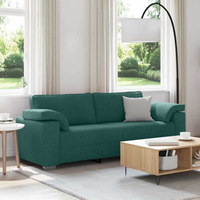 Vidaxl Sofa With Cushion Dark Green 219 X 77 X 82 Cm Fabric - image 1