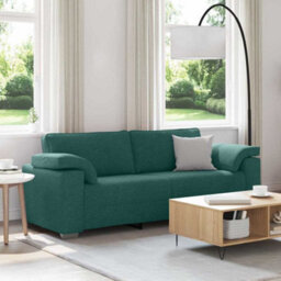 Vidaxl Sofa With Cushion Dark Green 219 X 77 X 82 Cm Fabric - thumbnail 1