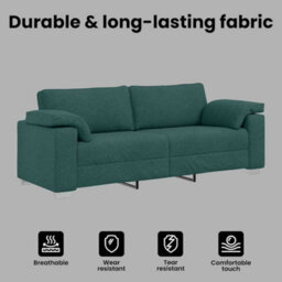 Vidaxl Sofa With Cushion Dark Green 219 X 77 X 82 Cm Fabric - thumbnail 7