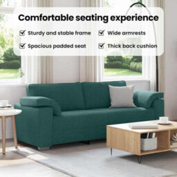 Vidaxl Sofa With Cushion Dark Green 219 X 77 X 82 Cm Fabric - thumbnail 8