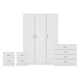 Lassic Vida Designs Riano 4 Piece Bedroom Set (2 Drawer Bedside Chest, 4 Drawer Chest, 3 Door Wardrobe), White - thumbnail 8