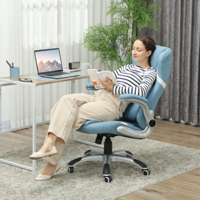 Vinsetto Fabric Office Desk Chair W/ Adjustable Height Tilt Function Blue - image 1