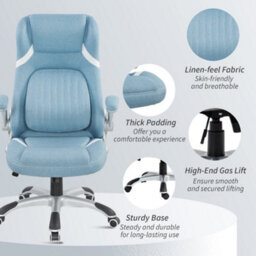 Vinsetto Fabric Office Desk Chair W/ Adjustable Height Tilt Function Blue - thumbnail 9