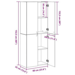 Vidaxl Office Cabinet Artisan Oak 60 X 32 X 153 Engineered Wood - thumbnail 3