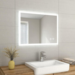 Emke Illuminated Bluetooth Bathroom Mirror With Shaver Socket, Wall Mounted Mirror With Fuse & Demister, 600X800mm - thumbnail 1