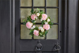 Smart Garden Artificial Peony Door Wreath Pink Realistic Flowers Uv Resistant