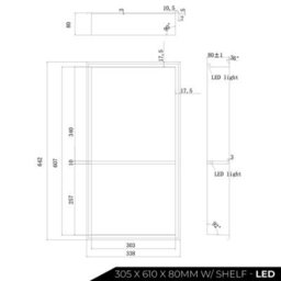 Thermopanel Stainless Steel Shower Niche With Led Lighting - Satin Gold (80mm Depth) - 305 X 610 X 80mm With Shelf - thumbnail 2