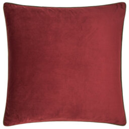 furn. Furn Meridian Plain Velvet Piped Polyester Filled Cushion, Dark Red/fir Green, 45 X 45Cm - thumbnail 2
