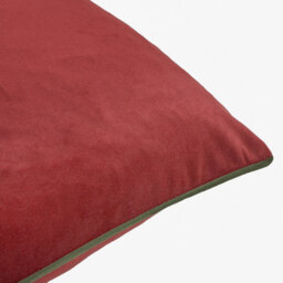furn. Furn Meridian Plain Velvet Piped Polyester Filled Cushion, Dark Red/fir Green, 45 X 45Cm - thumbnail 4
